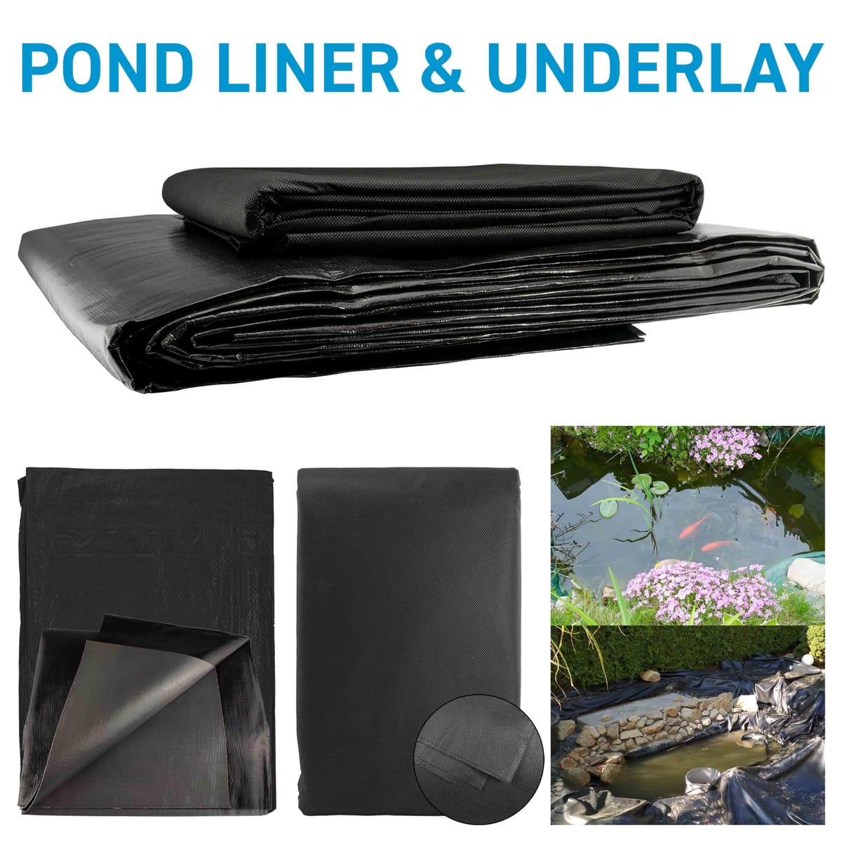 AP Supplies 5m x 6m Pond Liner 200GSM with Underlay 50GSM – Heavy Duty Flexible Garden Pond Liner & Protective Eco Underlay for Koi Ponds, Wildlife Ponds & Water Features – UV & Tear Resistant — view 4