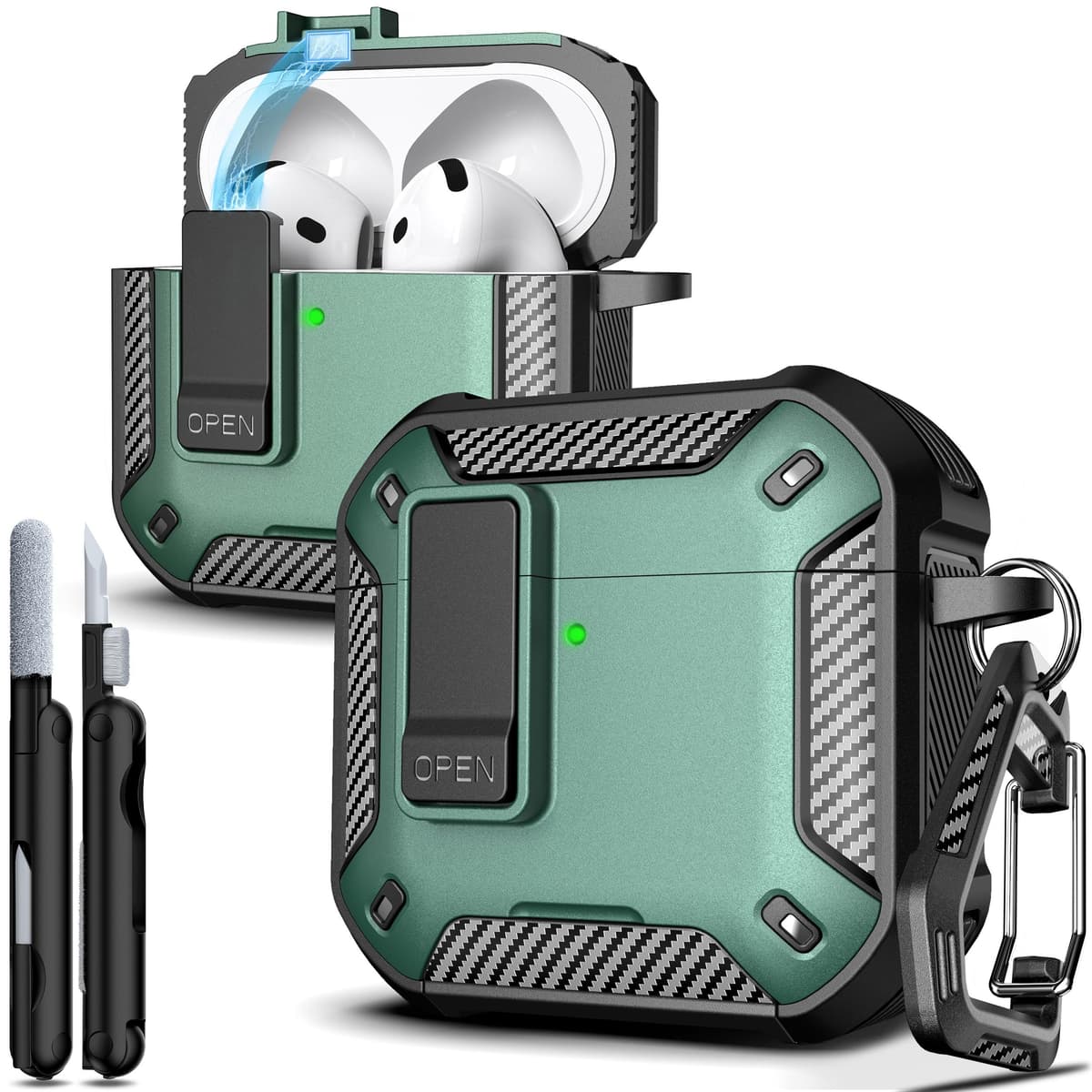 R-fun Compatible con AirPods Pro 2 Gen (Cubierta Auto emergente) con Kit de Limpieza, para Airpods Pro 2/1 Gen (2023/2022/2019), para Estuche Airpods Pro (USB-C/Lightning),Negro — view 10