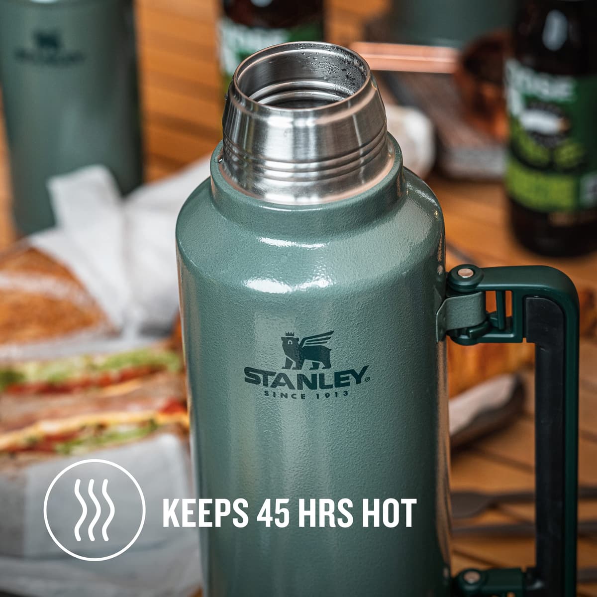 Stanley 1913 Classic Legendary Thermal Flask 1.9L - Keeps Hot Or Cold for 45 Hours - BPA-Free Insulated Bottle - Stainless Steel Coffee Flask - Leakproof - Dishwasher Safe - Green — view 4