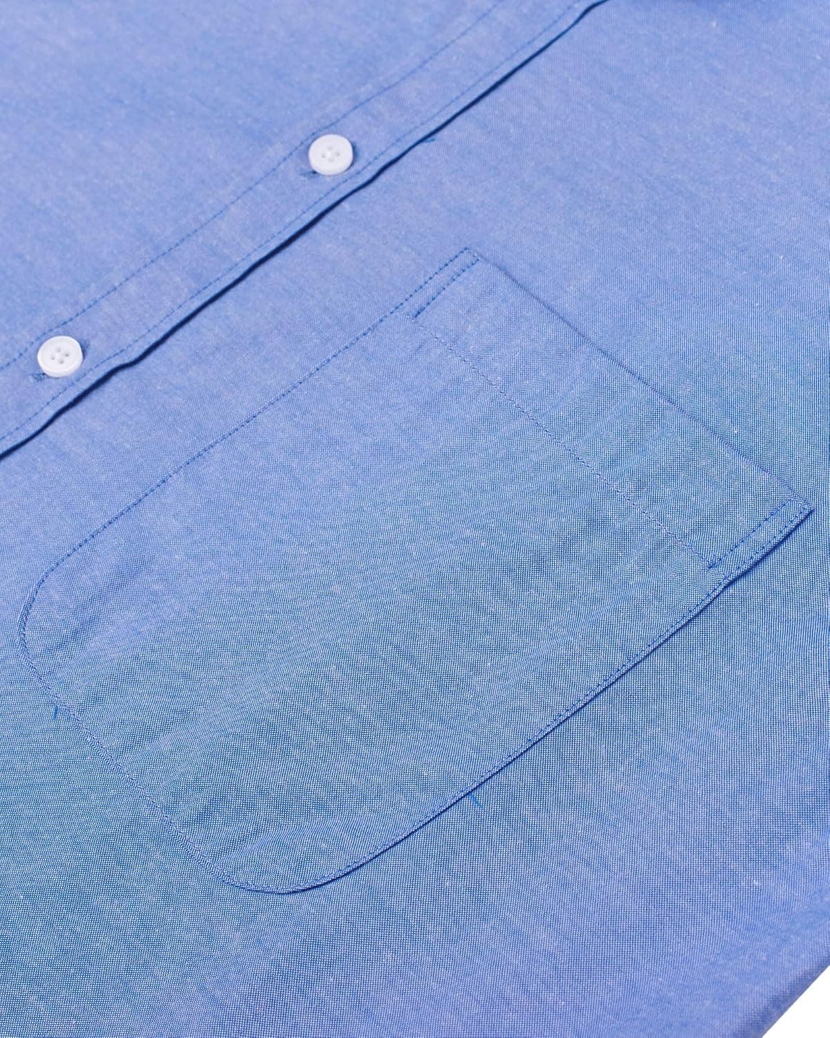 J.VER Men's Long Sleeve Oxford Shirts Smart Casual Business Formal Plain Non Iron Button Down Shirt with Pocket S Oxford Blue — view 2