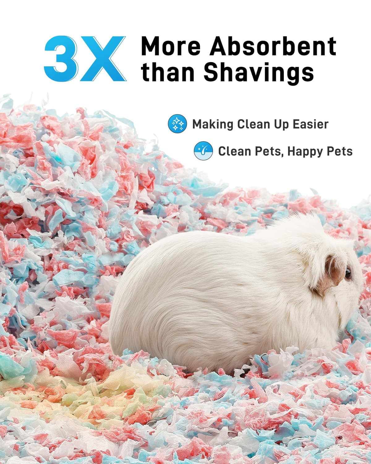 BUCATSTATE Hamster Bedding 20L, 99% Dust-Free and Odor Control Guinea Pig Bedding, Natural Paper Rabbit Bedding for Cages Rat Syrian Dwarf Hamster Hedgehog (Confetti) — view 3