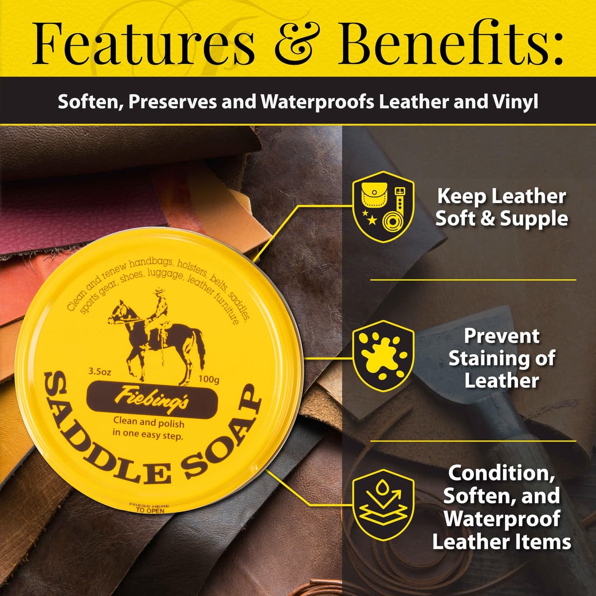 Fiebing's Saddle Soap, 3.5 oz, Yellow — view 3