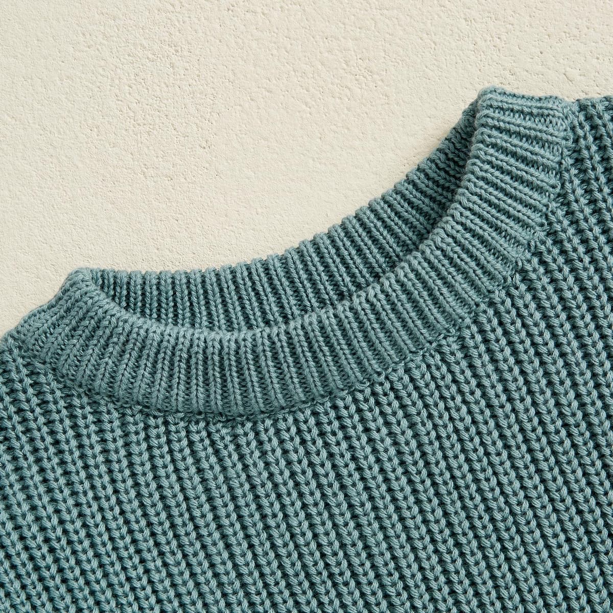 Baby Girls Boys Sweater Solid Color Long Sleeve Crew Neck Knit Pullover Warm Sweater Toddler Clothes Knitwear Baby Jumpers Tops Casual for Fall Winter — view 4