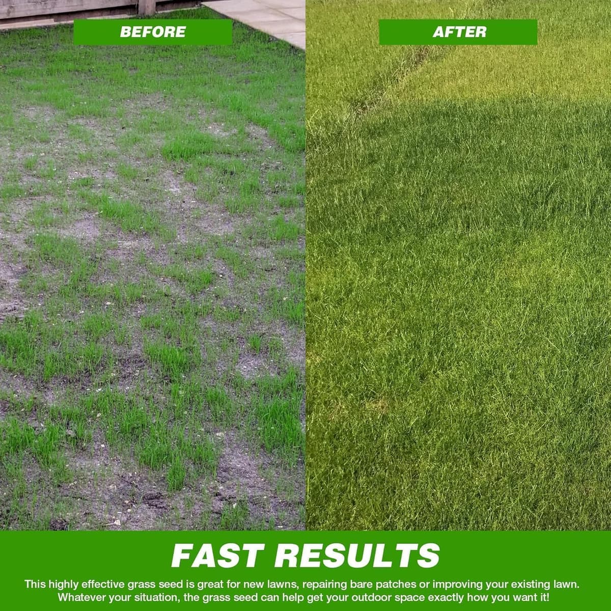 GroundMaster Premium Lawn Grass Seed – 1KG Hard Wearing & Fast Germination Grass Seeds for Family Lawns and Gardens, Coverage — view 4