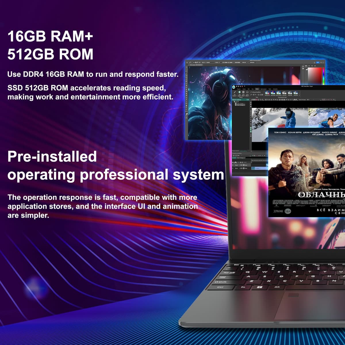 LEEDOW 15.6" Laptop Computer - Alder Lake-N95 Quad-Core Up to 3.4GHz,16GB RAM,512GB SSD,UHD Graphics Laptops,Fast Dual-Band WiFi,Bluetooth 5.0,USB 3.0,Mini-HDMI – Ideal for Study, Home& Office — view 3