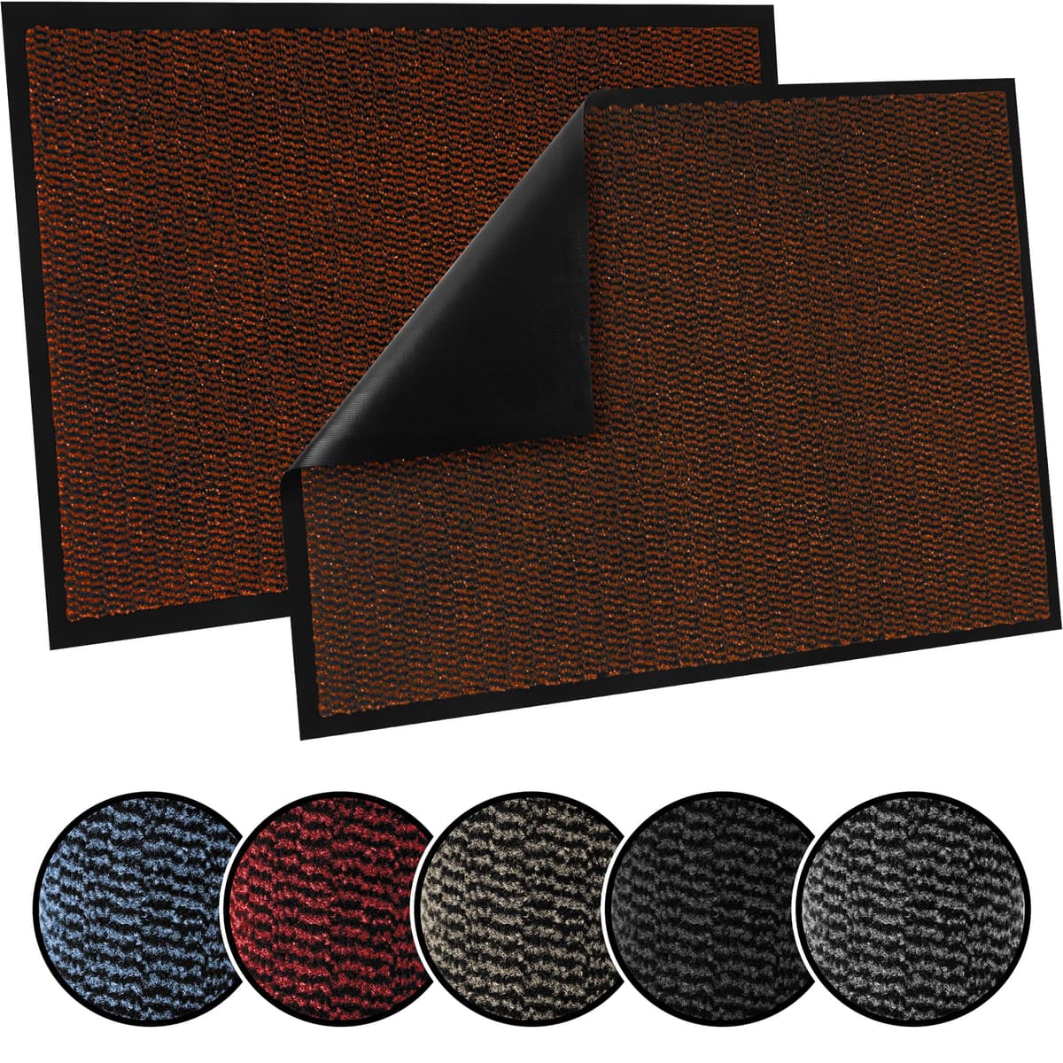 TrendMakers Door Mat Indoor & Outdoor Non-Slip Rubber Backed door mats indoor Super Absorbent Washable Dirt Trapper doormats - Durable & wrinkle-free Barrier Rug (Anthracite/Black - 40cm x 60cm) — view 16