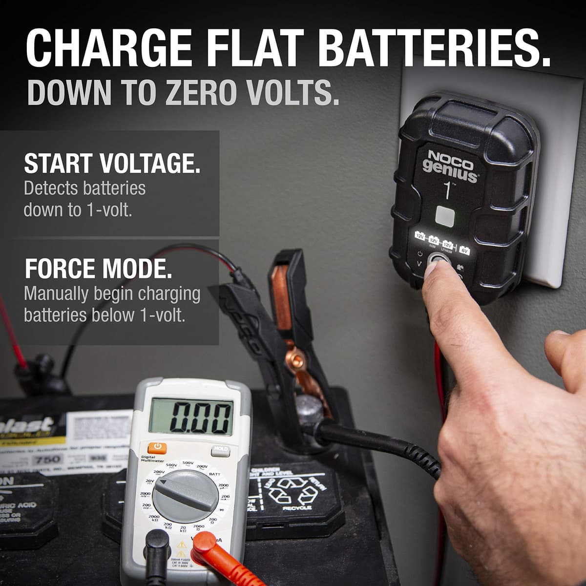 NOCO GENIUS1: 1A 6V/12V Smart Battery Charger – Automatic Maintainer, Trickle Charger & Desulfator with Overcharge Protection & Temperature Compensation – For Lead-Acid & Lithium Batteries — view 3