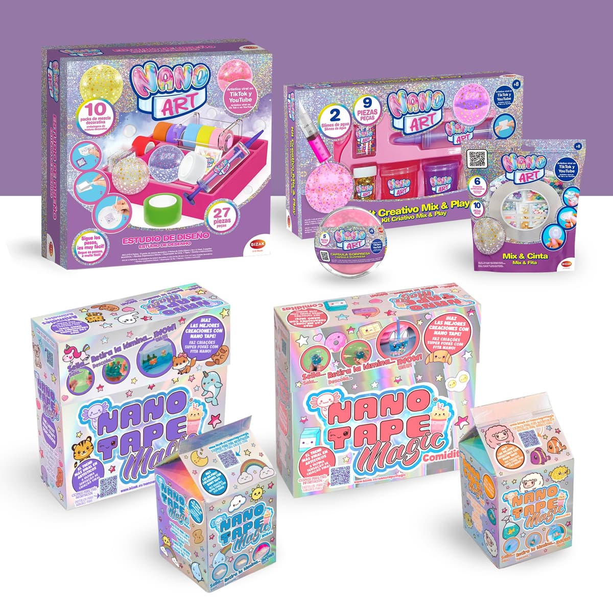 Bizak Nano Art Mix & Cinta, Kit Creativo DIY, Mezcla Texturas y Materiales, Incluye Mixers, Nano Cinta y pajitas, Set artístico para Crear diseños únicos, para niños y niñas Desde 8 años (64528123) — view 4