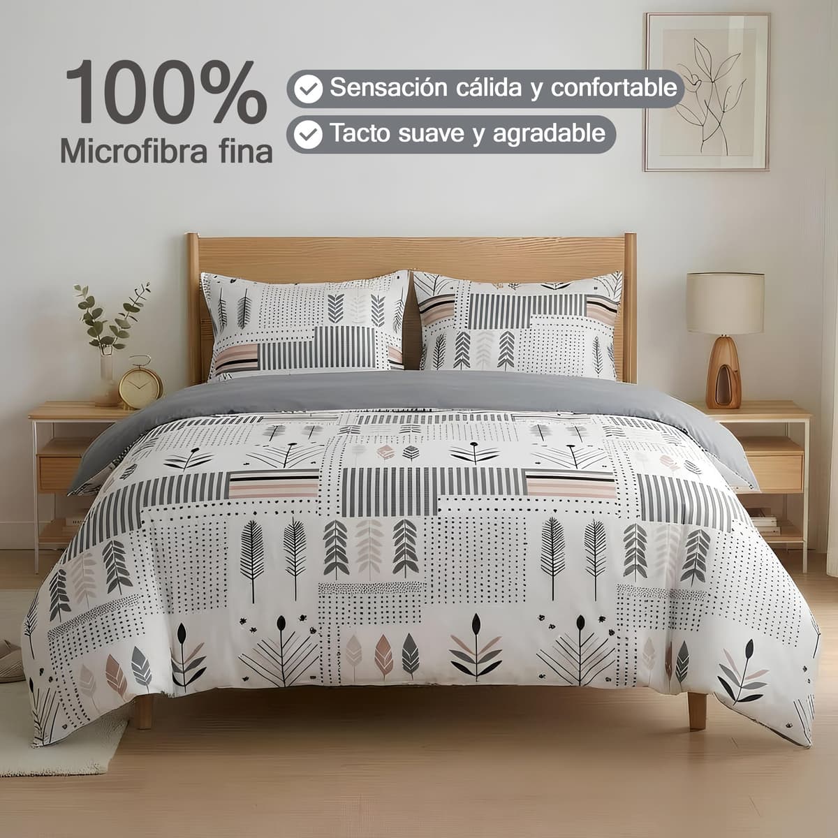 Etrexonline Juego de Funda Nórdica 3 Piezas Cama 150 Microfibra Suave Transpirable - 1 Funda Edredón 220x240 cm y 2 Fundas de Almohada 50x75 cm (Geometricas) — view 3