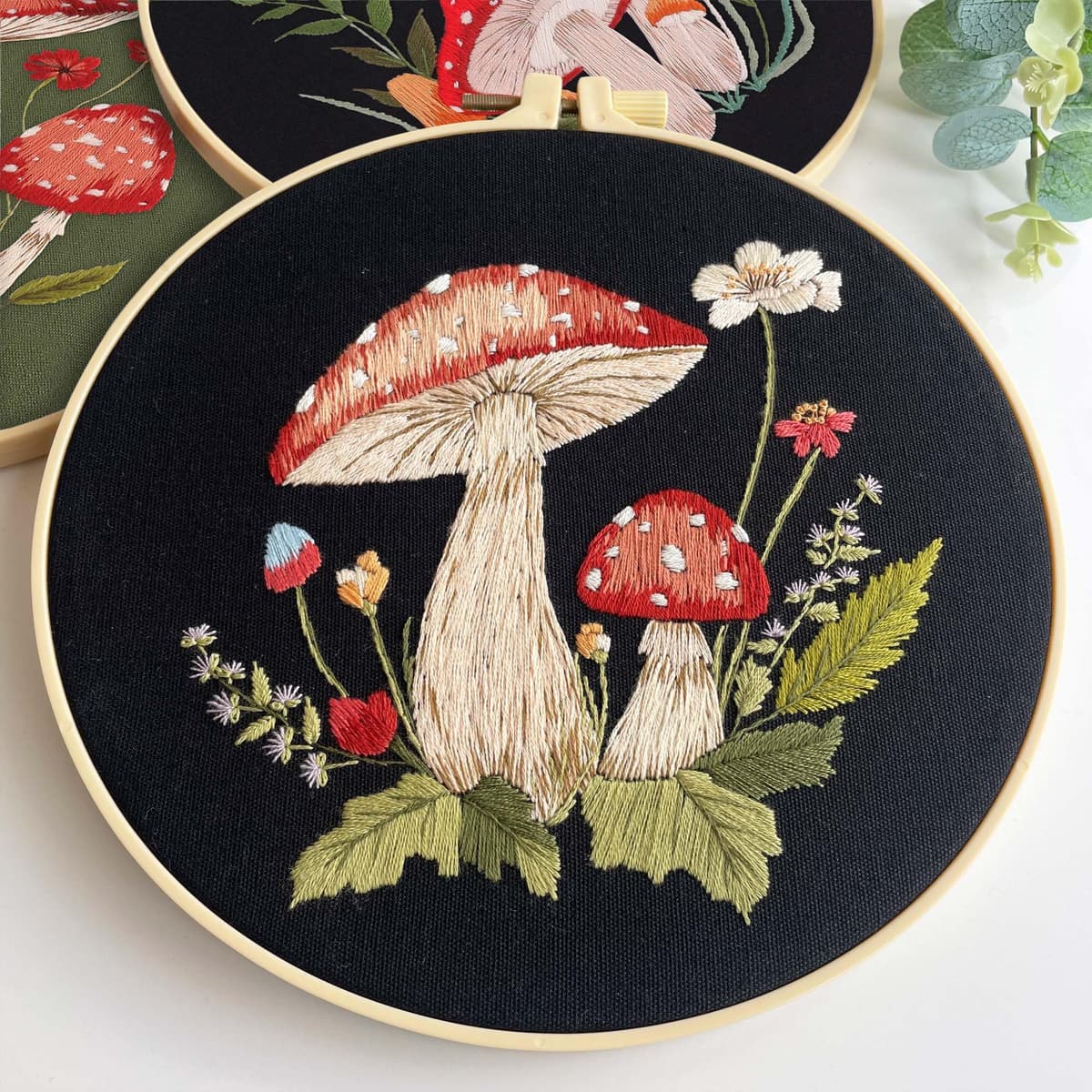 Myfelicity 3 Sets Mushroom Embroidery kit, Adult Beginner DIY Needle kit,Art Craft Handy Sewing Set — view 6