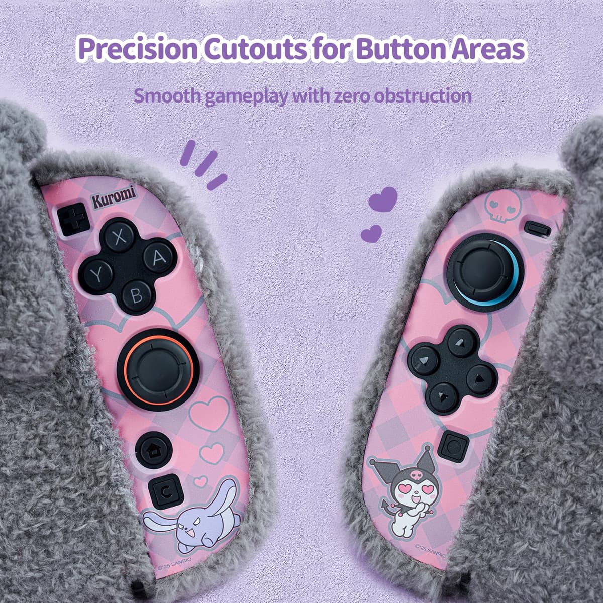 Kuitmor Cute Plush Protective Case Compatible with Switch 2 (2025), Anti-Scratch and Shock-Absorption Hard PC Shell Cover for Switch 2 Game Console and Joystick Controller - KLM — view 4