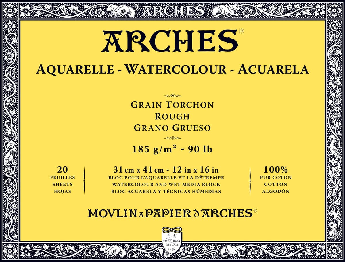 Arches - Papel de acuarela, bloc 12 hojas engomado 1 lado, grano fino, 300 g/m², 23 x 31 cm — view 10