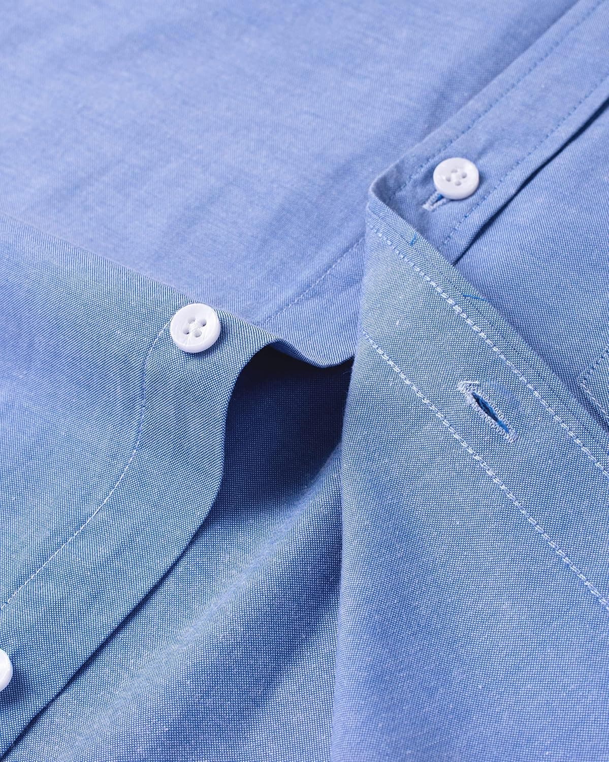 J.VER Men's Long Sleeve Oxford Shirts Smart Casual Business Formal Plain Non Iron Button Down Shirt with Pocket S Oxford Blue — view 3