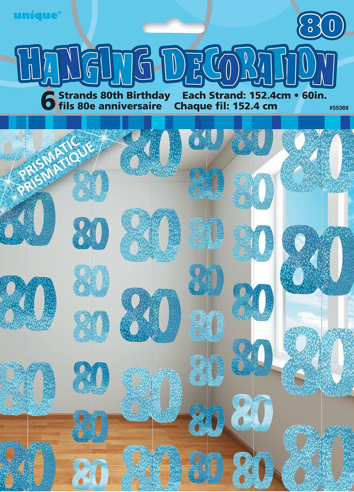 Unique Party 92068 - 9ft Foil Glitz Pink Happy 80th Birthday Banner — view 70