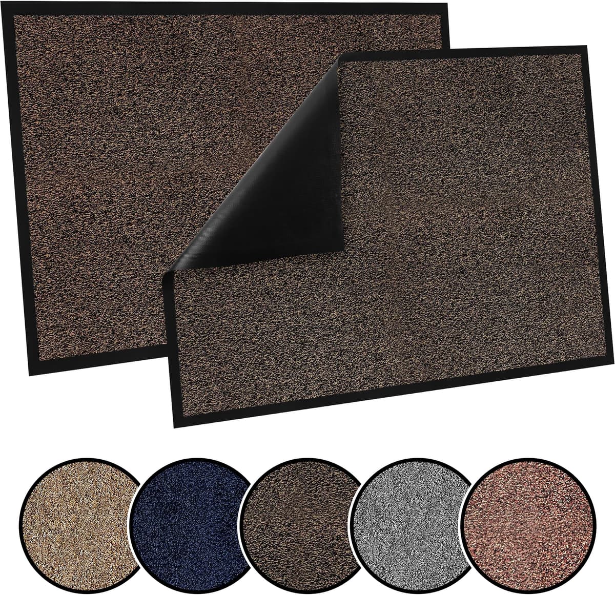 TrendMakers Door Mat Indoor & Outdoor Non-Slip Rubber Backed door mats indoor Super Absorbent Washable Dirt Trapper doormats - Durable & wrinkle-free Barrier Rug (Anthracite/Black - 40cm x 60cm) — view 11