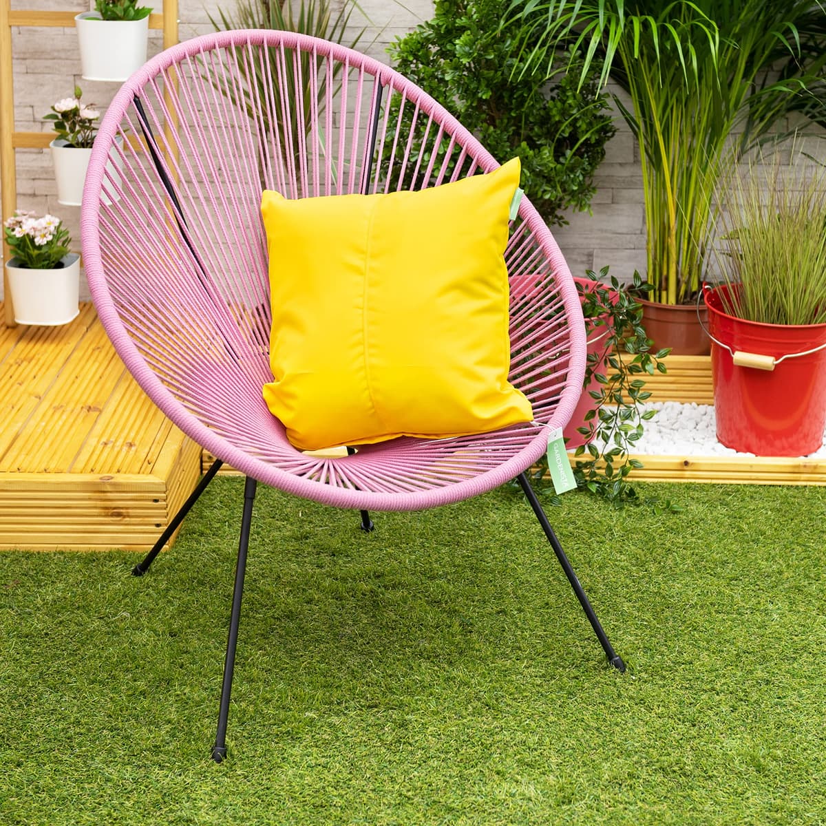 Gardenista Large Garden Scatter Cushion | Water Resistant Hollowfibre Filled Outdoor Seating Furniture Pillow | Great for Patio Rattan Chairs | Comfy & Lightweight (1, Yellow) — view 4