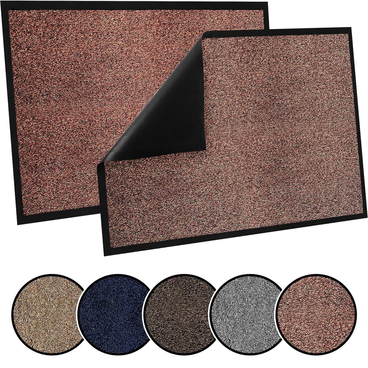 TrendMakers Door Mat Indoor & Outdoor Non-Slip Rubber Backed door mats indoor Super Absorbent Washable Dirt Trapper doormats - Durable & wrinkle-free Barrier Rug (Anthracite/Black - 40cm x 60cm) — view 9