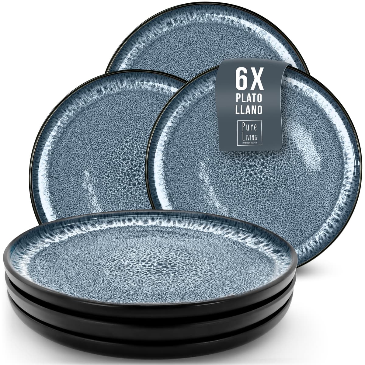 Juego de 6 platos hondos Ibiza – gres premium, resistente a los arañazos, apto para lavavajillas, microondas – Elegante juego de platos hondos – Platos de pasta hondos grandes – Pure Living vajilla — view 26