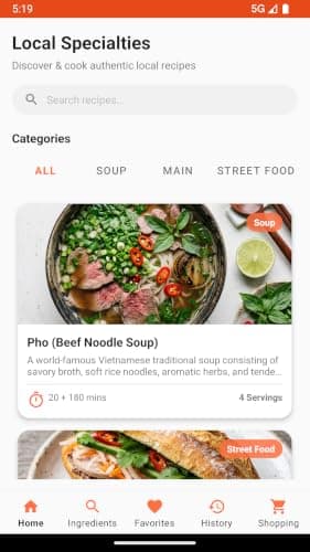 Local Food Recipe Finder