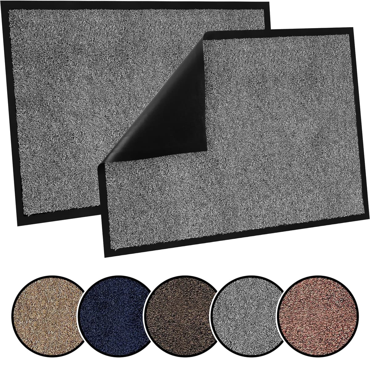 TrendMakers Door Mat Indoor & Outdoor Non-Slip Rubber Backed door mats indoor Super Absorbent Washable Dirt Trapper doormats - Durable & wrinkle-free Barrier Rug (Anthracite/Black - 40cm x 60cm) — view 17