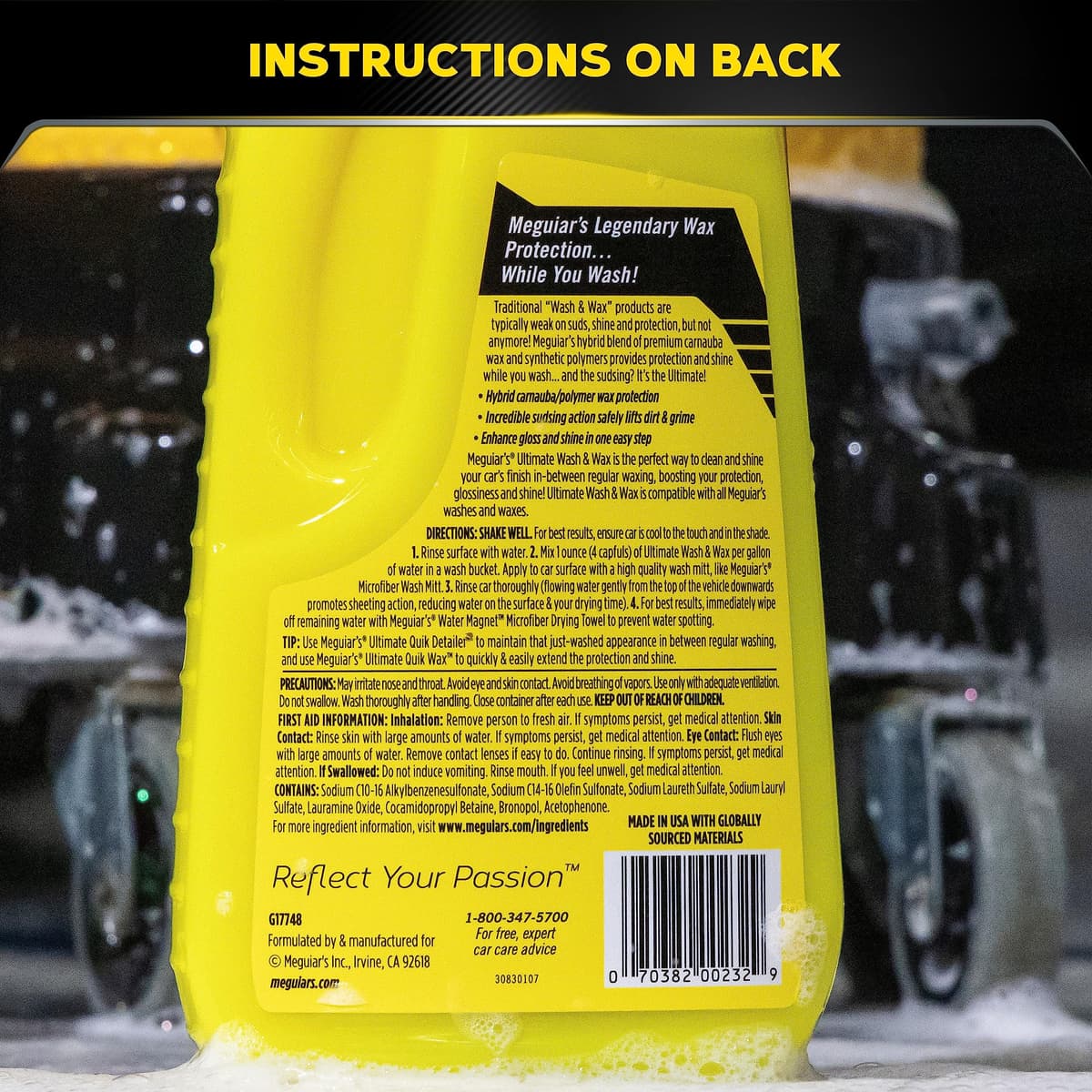 Meguiar's Ultimate Car Wash & Wax 1.4L, Shampoo that Leaves a Deep, Glossy, Just-Waxed Shine - G17748EU — view 7