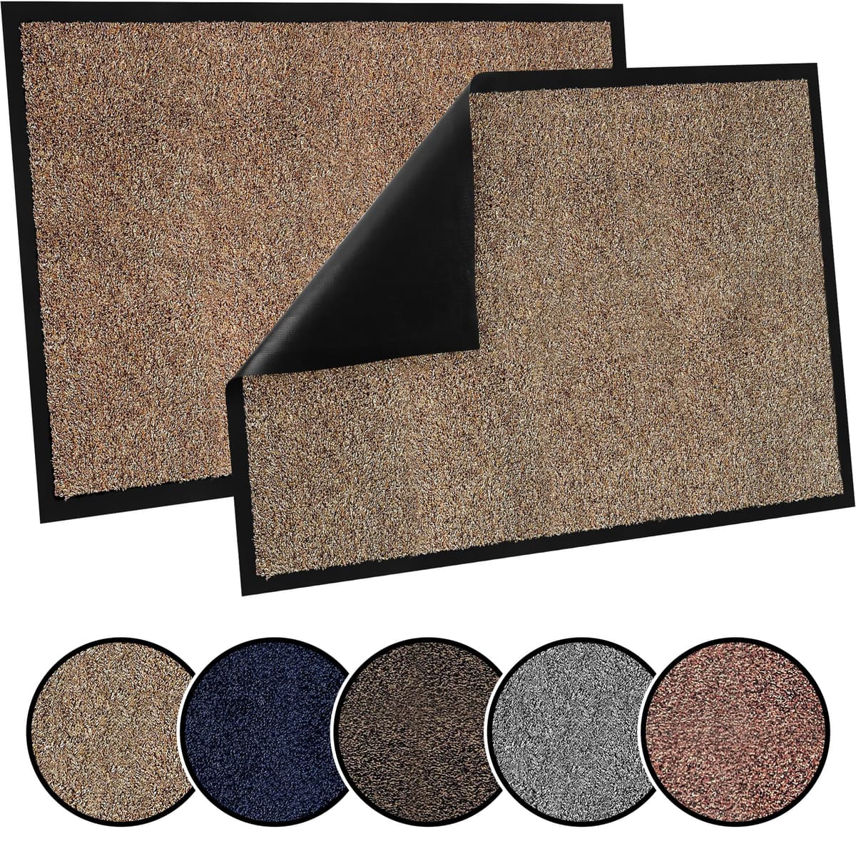 TrendMakers Door Mat Indoor & Outdoor Non-Slip Rubber Backed door mats indoor Super Absorbent Washable Dirt Trapper doormats - Durable & wrinkle-free Barrier Rug (Anthracite/Black - 40cm x 60cm) — view 21