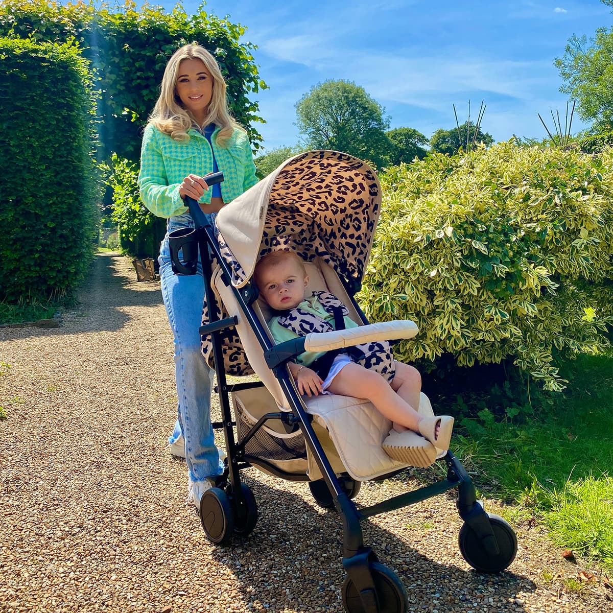My Babiie MB51 Dani Dyer Leopard Lightweight Stroller, Sturdy & Protective, Lightweight Frame, Comfort, Manoeuvrability, Suitable from Birth to Maximum 22kg, with Cup Holder, Rain Cover and Footmuff — view 2