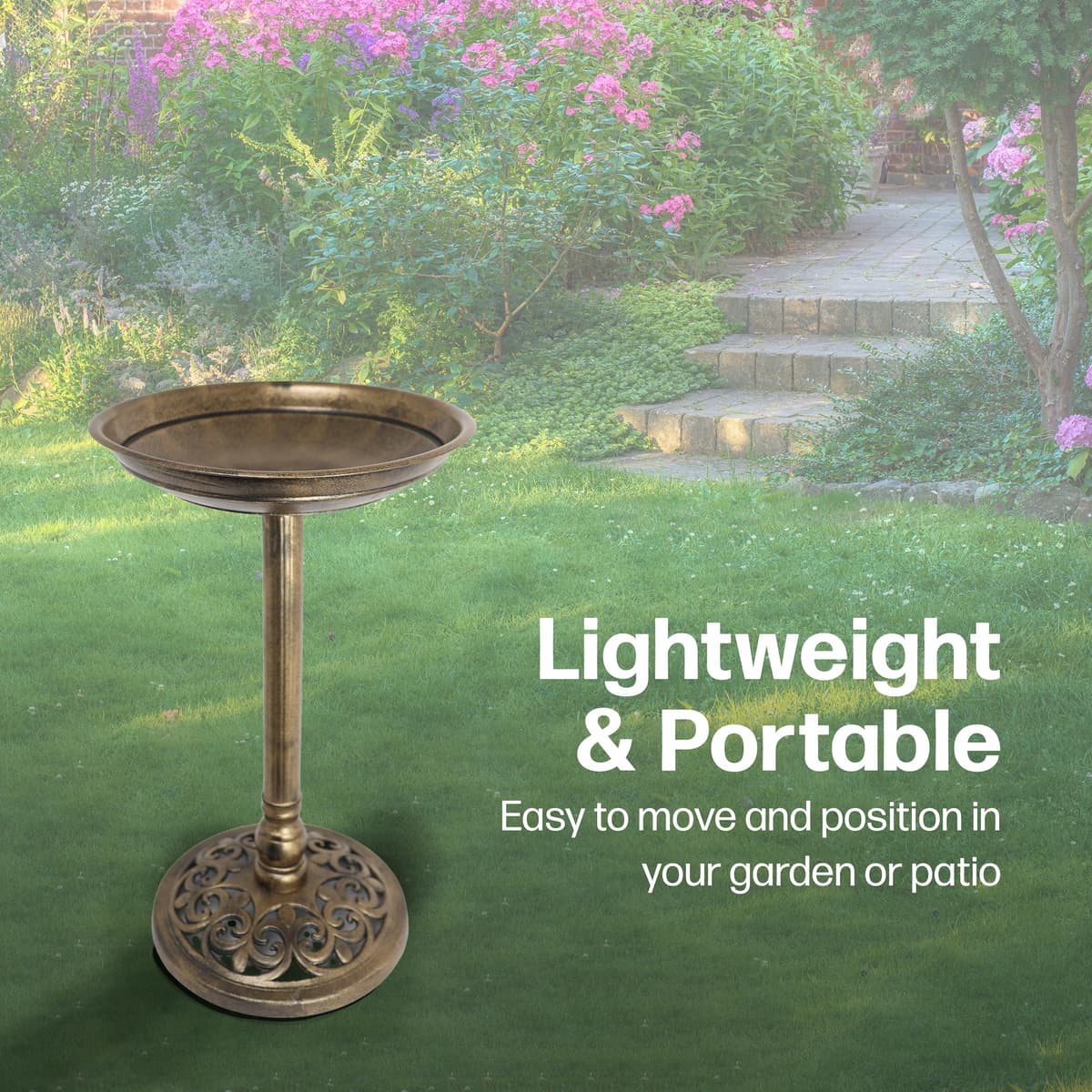 DIVCHI Bird Bath for Garden Freestanding Birdbaths Wild Birds Baths Feeder Bowl Pedestal Birdbath for Outdoors Patio Yard & Lawn Décor (Bronze Classic Bird Bath) — view 3