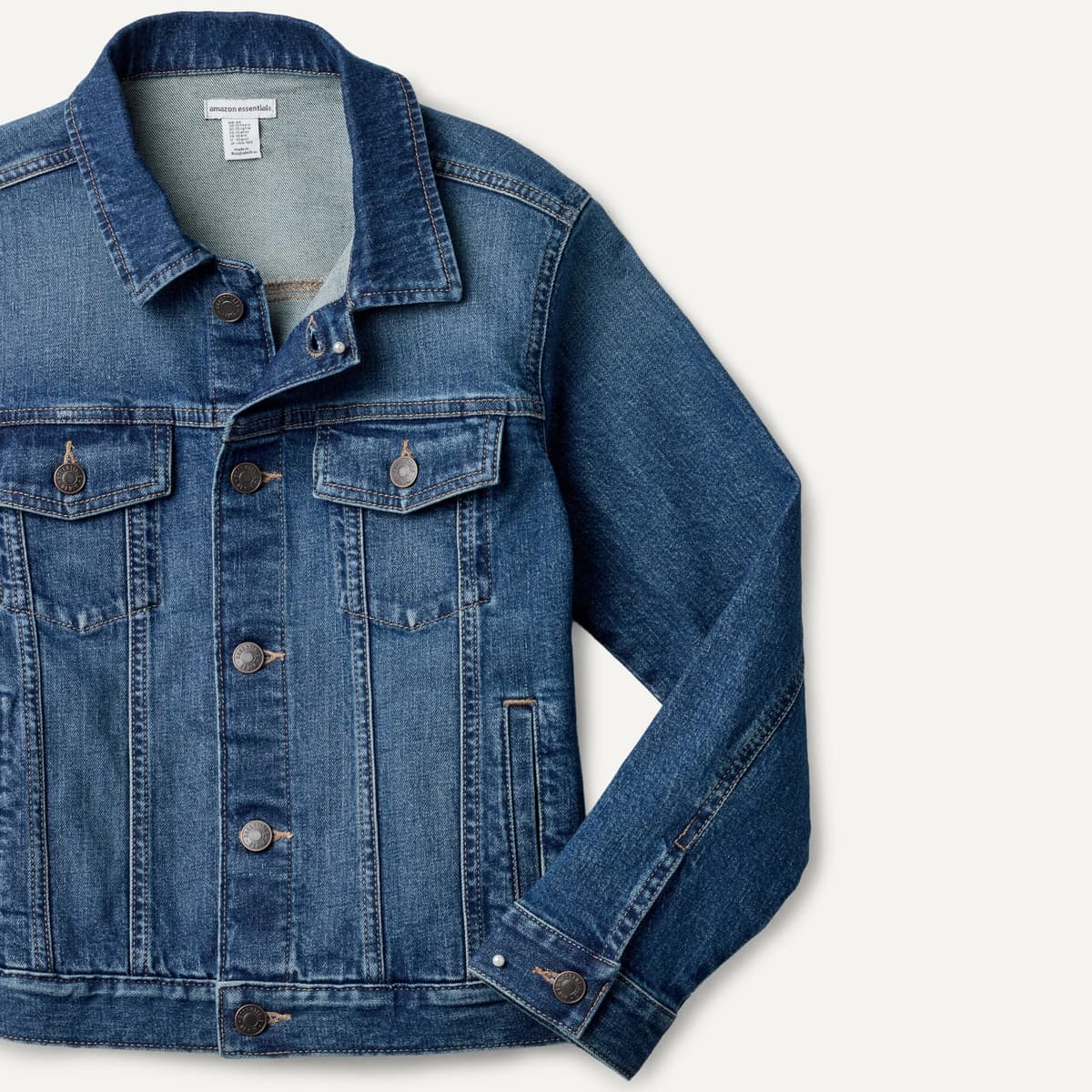 Amazon Essentials Unisex Kids' Medium Stretch Regular-Fit Denim Trucker Jacket for Boys and Girls — view 5
