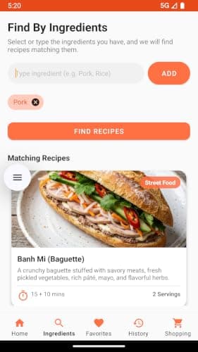 Local Food Recipe Finder — view 2