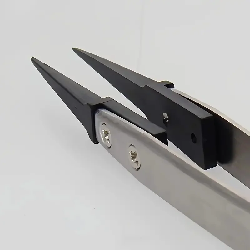 ESD-Safe Precision Tweezers, Anti-Static Tips with Heavy-Duty Metal for Electronics & Jewelry Repair.