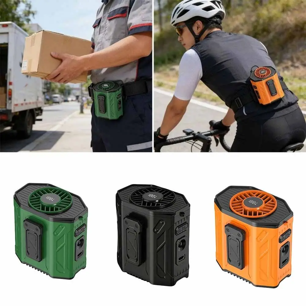 Rechargeable Waist Clip Fan 100 Gears Strong Cooling Wearable Belt Fan Long Battery High-Speed Hanging Neck Fan Outdoor Work