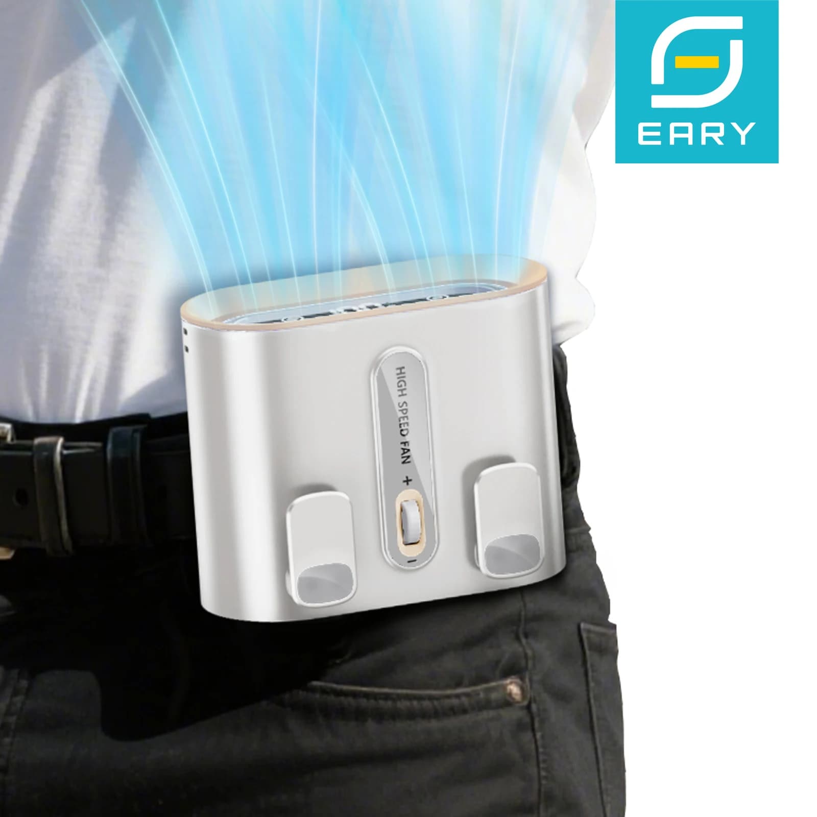 Portable Waist Clip Fan 6000mAh - 100-Speed Turbo Cooling with Power Bank