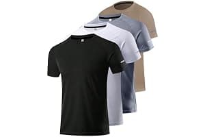 Paquete de 4 camisetas de manga corta para hombre, de secado rápido, cuello redondo, atlético, correr, gimnasio, entrenamiento, camiseta de manga corta