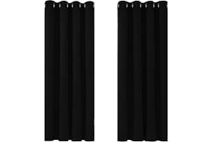 Deconovo Blackout Curtains Bedroom Super Soft Thermal Insulated Eyelet Blackout Curtains for Living Room 46 x 54 Inch Black 2 Panels