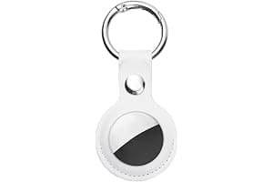 Ainiv Protective Case for Apple Airtags, 1 Pack White PU Leather Keyring Case, Tracker Cover for AirTags, Pet Dog Cat Collar Locator Tracker Cover, Key Finder Case for AirTag