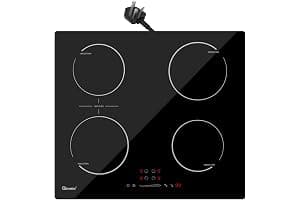 GlONlEN Plug-in Induction Hob 13 Amp 2800W,60cm Integrated Electric Cooktop with Bridge Zone, 4 Cooking Rings Cooker GIT470SP,Drop-in Ranges