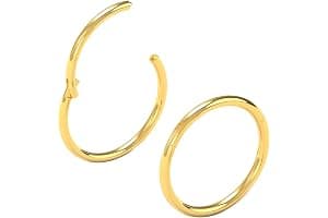 Body CAC 0.8mm/1.0mm/1.2mm/1.6mm/2.0mm/3.0mm/4.0mm/5.0mm/6.0mm Steel Hypoallergenic Clicker Hinged Nose Septum Ring Hoop with Colour Gold-Silver tone-Black-Rose gold
