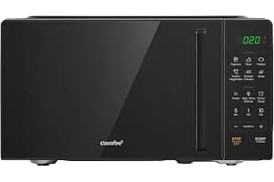 COMFEE' 20L Digital Microwave Oven, 700W Compact Countertop Microwave with Inverter, 6 Auto Menus, Multi-Stage Cooking, ECO Mode, Express Cook, Black - CMO-EM202NF(BK)