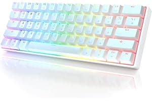 GK61 Mechanical Gaming Keyboard - 61 Keys Multi Color RGB Illuminated LED Backlit Wired Programmable for PC/Mac Gamer (Gateron Optical Brown, White)