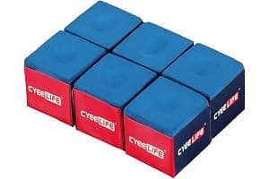 CyeeLife Tiza de billar, 6 piezas, azul, accesorios de mesa de billar