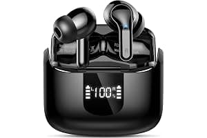Wireless Earbuds, 6D-Stereo 2026 Bluetooth 5.4 Headphones, 50+Hrs Deep Bass Ear Buds, ENC Noise Cancelling Earphones, USB-C Fast Charging, IP-X7 Waterproof Headset Android iOS for Sport Gym Running
