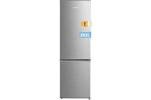 Comfee' RCB359IX2 Frigorífico combinado, 262L, Gran capacidad, Low frost, Altura 177,3 cm, Bajo nivel de ruido 39 dB, Luz LED, Temperatura regulable, Acero inoxidable