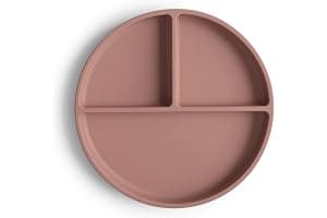 mushie Platos de Silicona para Niños | con Ventosa Antideslizante | Accesorios de Aprendizaje para Bebés y Niños Pequeños | Sin BPA | Resistente al Lavavajillas y al Microondas | Cloudy Mauve