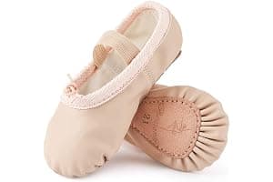 Bezioner Ballet Shoes Leather Ballet Flats Full Sole Dance Slippers for Girls Toddlers Women