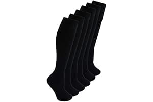 Bonjour® 6 Pairs Girls Kids Knee High School Socks Cotton Socks, Back to School Plain Socks Uniform Party Wear, Long Socks Girls Kids Knee High Socks for School