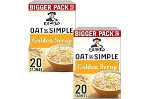 Cleverry set de Gachas de Avena Quaker Oat So Simple Golden Syrup 40 bolsitas x 36g – oatmeal para un desayuno delicioso