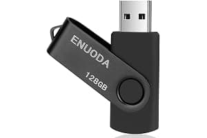 ENUODA Memory Stick 128GB USB 2.0 Flash Drives Swivel Design Storage Thumb Drive Pen Drive (Black)