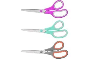 8" Multipurpose Scissors 3 Pack with Ultra Sharp Blades, Comfort-Grip Handles, Sturdy for School Home Office Art Craft Sewing