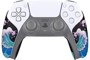 eXtremeRate PlayVital Pegatina para ps5 - Adhesivo de Silicona Antideslizante, Skin de Goma para ps5 Control, Protector con Textura para Mejor Agarre en el Mando (Olas Resplandecientes)